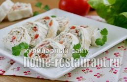 Lavash roll na kifua cha kuku Jibini lavash na kuku